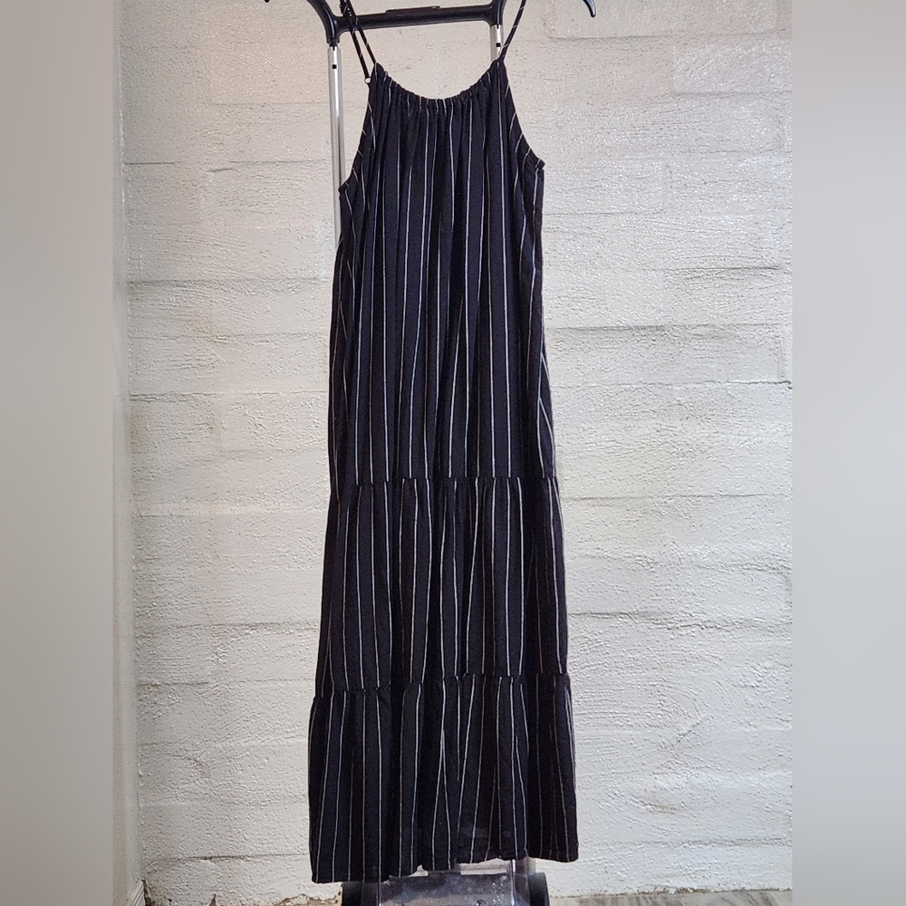 XS Linen & viscos Sundress black & white